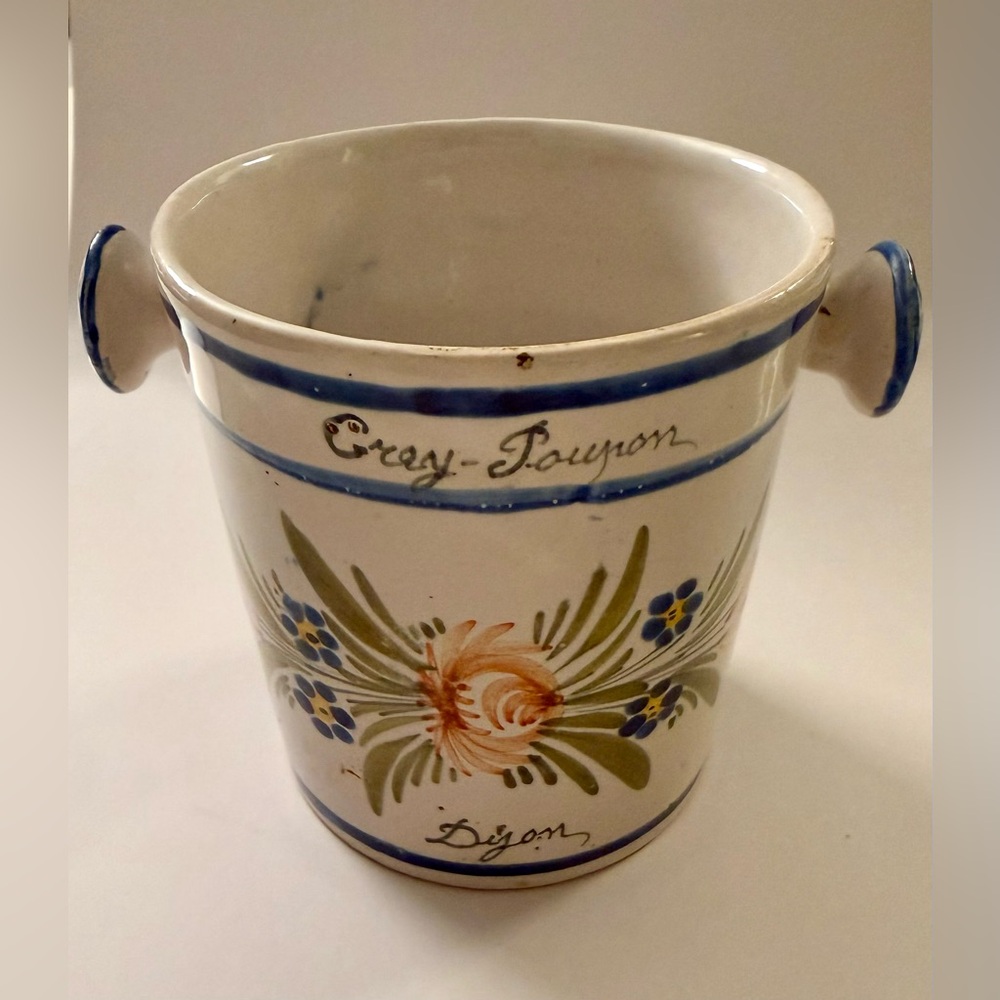 Charming, Antique Quimper Mustard Pot,Hand Painted In Brittany. For your ❤️table